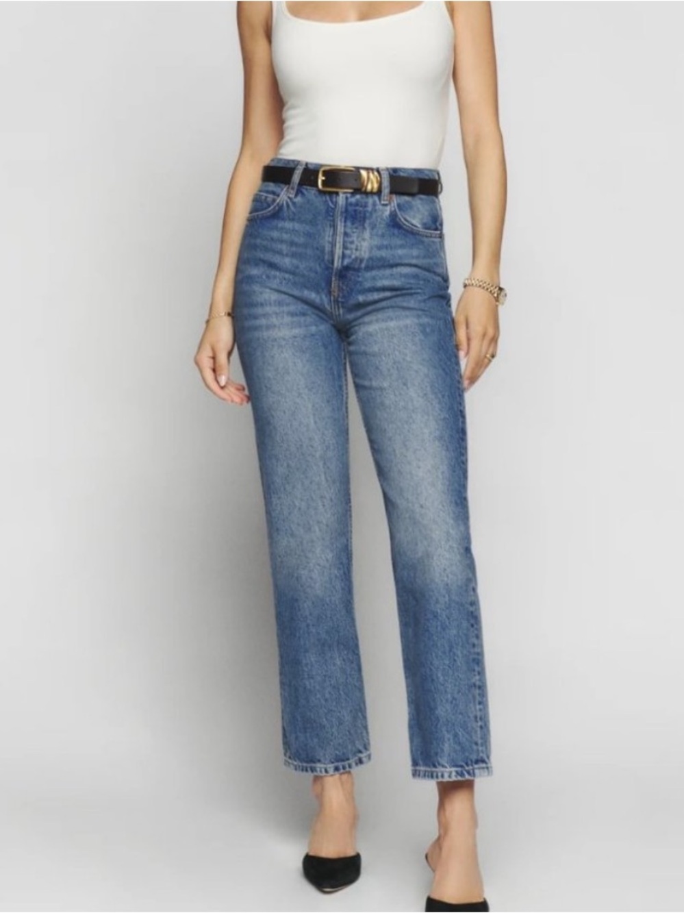 Reformation cynthia high rise straight cropped jeans
